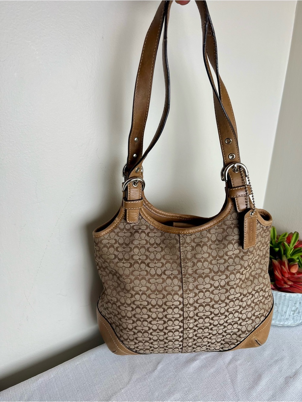 Coach Vintage SoHo Brown Signature Monogram Shoulder Bag with COA